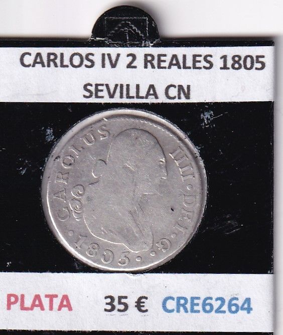 imagen-13-28390.jpg CRE6264 MONEDA ESPAÑA CARLOS IV 2 REALES 1805 SEVILLA CN PLATA - Imagen 1