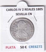 CRE6272 MONEDA ESPAÑA CARLOS IV 2 REALES 1805 SEVILLA CN PLATA