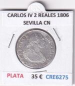 CRE6275 MONEDA ESPAÑA CARLOS IV 2 REALES 1805 SEVILLA CN PLATA