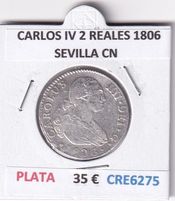 imagen-13-28401.jpg CRE6275 MONEDA ESPAÑA CARLOS IV 2 REALES 1805 SEVILLA CN PLATA - Imagen 1