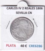 CRE6286 MONEDA ESPAÑA CARLOS IV 2 REALES 1806 SEVILLA CN PLATA