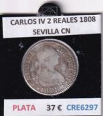 CRE6297 MONEDA ESPAÑA CARLOS IV 2 REALES 1808 SEVILLA CN PLATA
