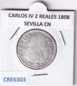 CRE6303 MONEDA ESPAÑA CARLOS IV 2 REALES 1808 SEVILLA CN PLATA