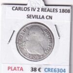 CRE6304 MONEDA ESPAÑA CARLOS IV 2 REALES 1808 SEVILLA CN PLATA