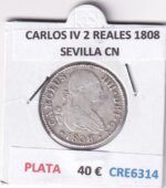 CRE6314 MONEDA ESPAÑA CARLOS IV 2 REALES 1808 SEVILLA CN PLATA