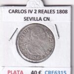 CRE6315 MONEDA ESPAÑA CARLOS IV 2 REALES 1808 SEVILLA CN PLATA