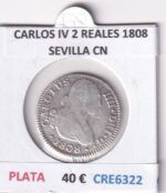 CRE6322 MONEDA ESPAÑA CARLOS IV 2 REALES 1808 SEVILLA CN PLATA