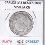 CRE6327 MONEDA ESPAÑA CARLOS IV 2 REALES 1808 SEVILLA CN PLATA