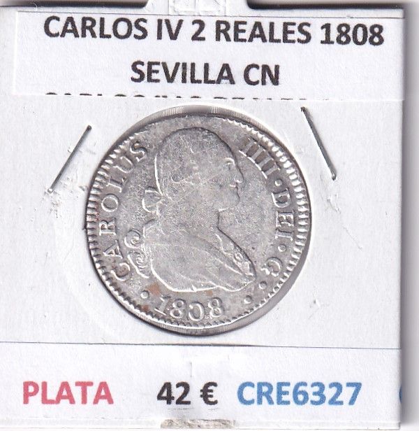 imagen-13-28453.jpg CRE6327 MONEDA ESPAÑA CARLOS IV 2 REALES 1808 SEVILLA CN PLATA - Imagen 1