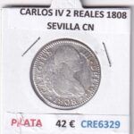 CRE6329 MONEDA ESPAÑA CARLOS IV 2 REALES 1808 SEVILLA CN PLATA