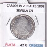 CRE6330 MONEDA ESPAÑA CARLOS IV 2 REALES 1808 SEVILLA CN PLATA