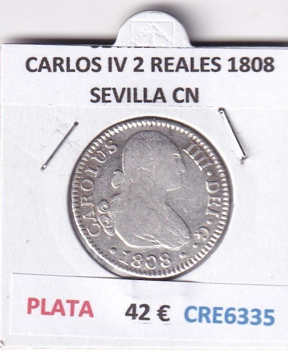 imagen-13-28461.jpg CRE6335 MONEDA ESPAÑA CARLOS IV 2 REALES 1808 SEVILLA CN PLATA - Imagen 1