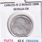 CRE6336 MONEDA ESPAÑA CARLOS IV 2 REALES 1808 SEVILLA CN PLATA