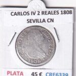 CRE6339 MONEDA ESPAÑA CARLOS IV 2 REALES 1808 SEVILLA CN PLATA
