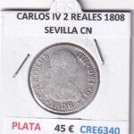 CRE6340 MONEDA ESPAÑA CARLOS IV 2 REALES 1808 SEVILLA CN PLATA