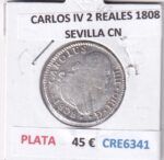 CRE6341 MONEDA ESPAÑA CARLOS IV 2 REALES 1808 SEVILLA CN PLATA