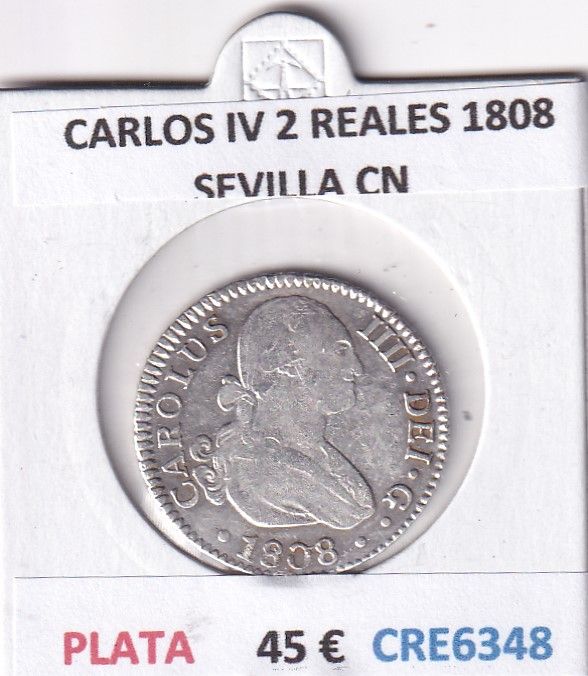 imagen-13-28474.jpg CRE6348 MONEDA ESPAÑA CARLOS IV 2 REALES 1808 SEVILLA CN PLATA - Imagen 1