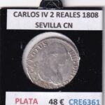 CRE6361 MONEDA ESPAÑA CARLOS IV 2 REALES 1808 SEVILLA CN PLATA