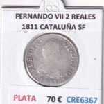 CRE6367 MONEDA ESPAÑA FERNANDO VII 2 REALES 1811 CATALUÑA SF PLATA