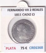 CRE6368 MONEDA ESPAÑA FERNANDO VII 2 REALES 1811 CADIZ CI PLATA