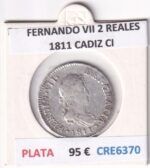 CRE6370 MONEDA ESPAÑA FERNANDO VII 2 REALES 1811 CADIZ CI PLATA