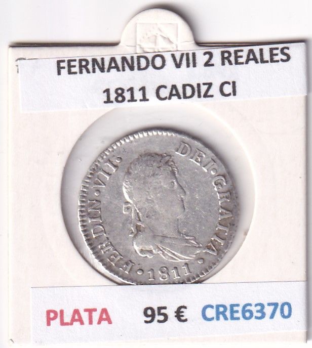 imagen-13-28497.jpg CRE6370 MONEDA ESPAÑA FERNANDO VII 2 REALES 1811 CADIZ CI PLATA - Imagen 1