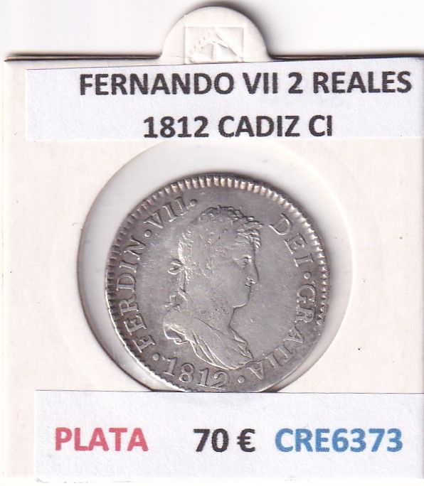 imagen-13-28500.jpg CRE6373 MONEDA ESPAÑA FERNANDO VII 2 REALES 1812 CADIZ CI PLATA - Imagen 1