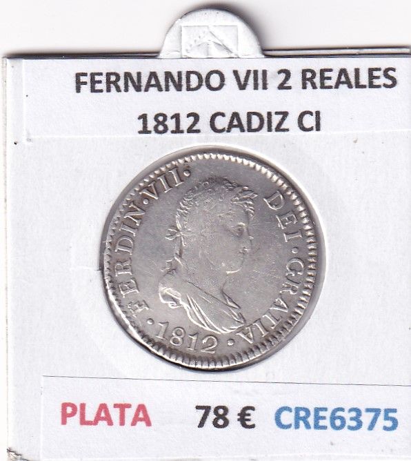 imagen-13-28502.jpg CRE6375 MONEDA ESPAÑA FERNANDO VII 2 REALES 1812 CADIZ CI PLATA - Imagen 1