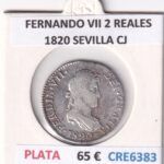CRE6383 MONEDA ESPAÑA FERNANDO VII 2 REALES 1820 SEVILLA CJ PLATA