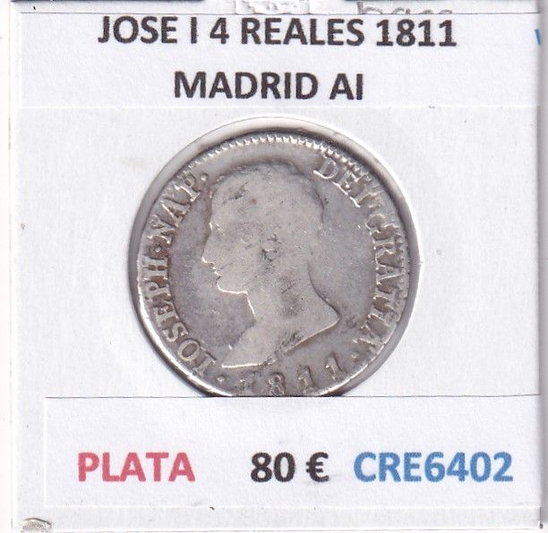 imagen-13-28528.jpg CRE6402BIS MONEDA ESPAÑA JOSE I 4 REALES 1811 MADRID AI PLATA - Imagen 1