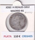CRE6405 MONEDA ESPAÑA JOSE I 4 REALES 1812 MADRID RS PLATA