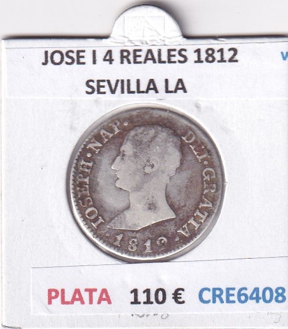 imagen-13-28534.jpg CRE6408 MONEDA ESPAÑA JOSE I 4 REALES 1812 SEVILLA LA PLATA - Imagen 1