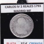 CRE6434 MONEDA ESPAÑA CARLOS IV 2 REALES 1793 MADRID MF PLATA
