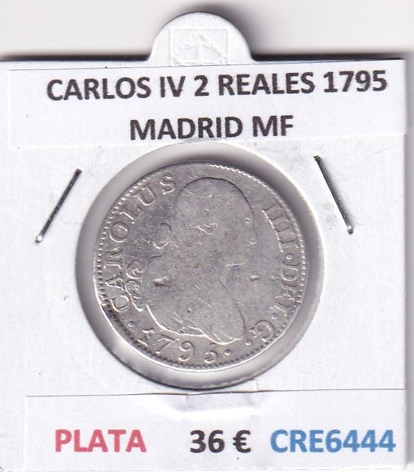 imagen-13-28569.jpg CRE6444 MONEDA ESPAÑA CARLOS IV 2 REALES 1795 MADRID MF PLATA - Imagen 1
