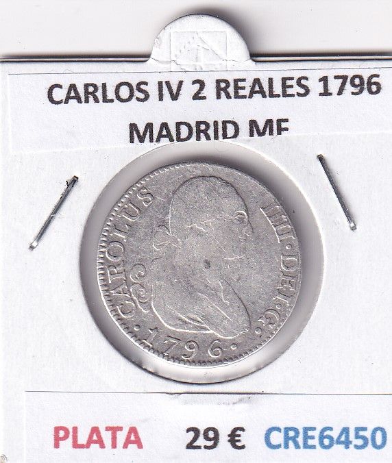 imagen-13-28575.jpg CRE6450 MONEDA ESPAÑA CARLOS IV 2 REALES 1796 MADRID MF PLATA - Imagen 1