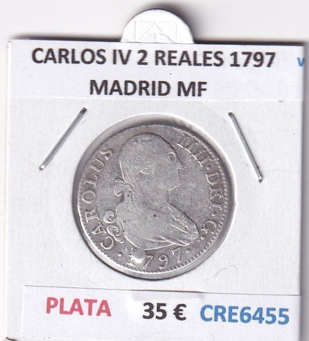 imagen-13-28580.jpg CRE6455 MONEDA ESPAÑA CARLOS IV 2 REALES 1797 MADRID MF PLATA - Imagen 1