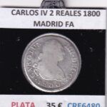 CRE6480 MONEDA ESPAÑA CARLOS IV 2 REALES 1800 MADRID FA PLATA