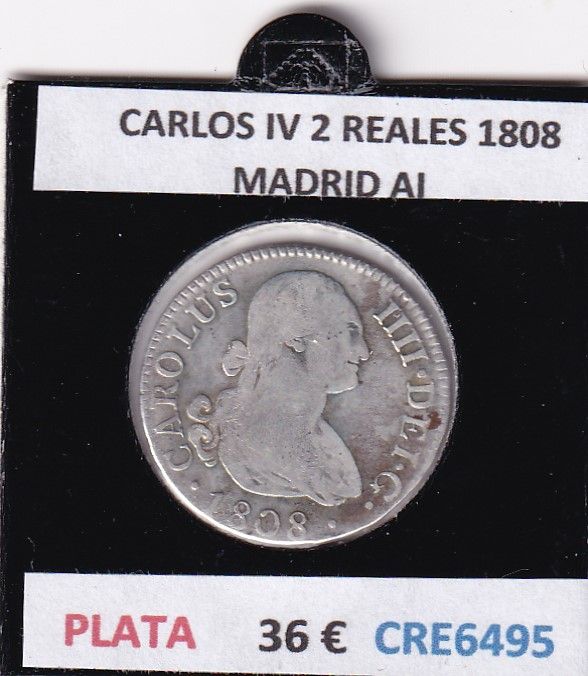 imagen-13-28745.jpg CRE6495 MONEDA ESPAÑA CARLOS IV 2 REALES 1808 MADRID AI PLATA - Imagen 1