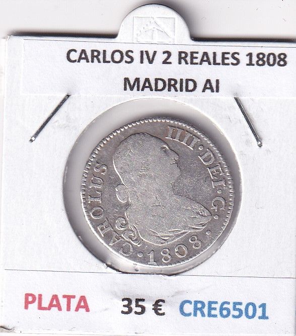 imagen-13-28751.jpg CRE6501 MONEDA ESPAÑA CARLOS IV 2 REALES 1808 MADRID AI PLATA - Imagen 1