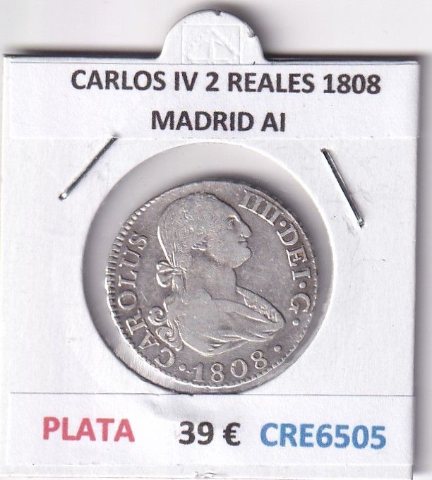 imagen-13-28755.jpg CRE6505 MONEDA ESPAÑA CARLOS IV 2 REALES 1808 MADRID AI PLATA - Imagen 1