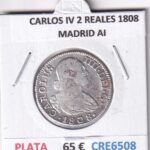 CRE6508 MONEDA ESPAÑA CARLOS IV 2 REALES 1808 MADRID AI PLATA