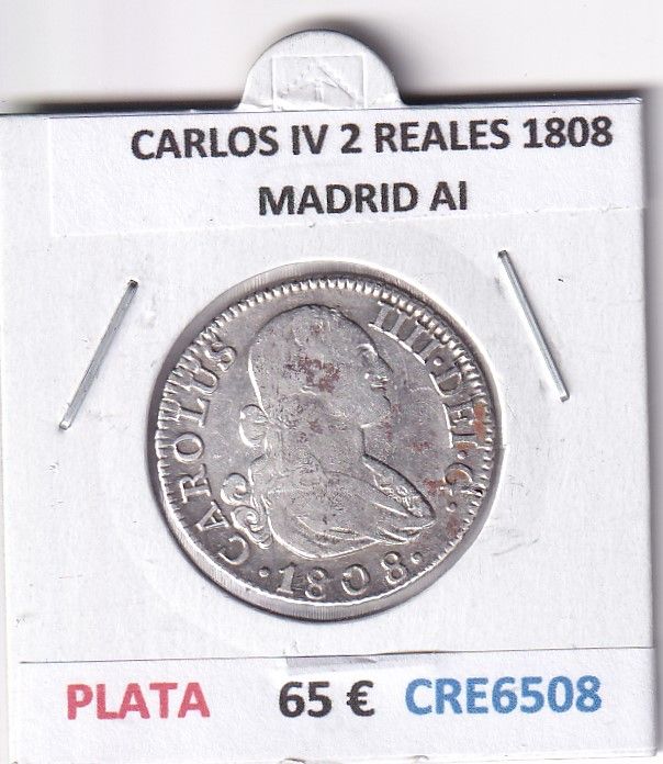 imagen-13-28758.jpg CRE6508 MONEDA ESPAÑA CARLOS IV 2 REALES 1808 MADRID AI PLATA - Imagen 1
