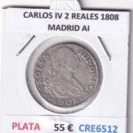 CRE6512 MONEDA ESPAÑA CARLOS IV 2 REALES 1808 MADRID AI PLATA