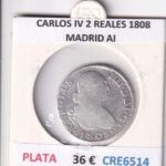CRE6514 MONEDA ESPAÑA CARLOS IV 2 REALES 1808 MADRID AI PLATA