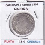 CRE6524 MONEDA ESPAÑA CARLOS IV 2 REALES 1808 MADRID AI PLATA