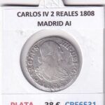CRE6531 MONEDA ESPAÑA CARLOS IV 2 REALES 1808 MADRID AI PLATA