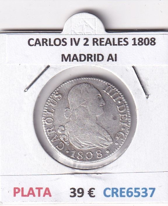 imagen-13-28787.jpg CRE6537 MONEDA ESPAÑA CARLOS IV 2 REALES 1808 MADRID AI PLATA - Imagen 1