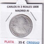 CRE6542 MONEDA ESPAÑA CARLOS IV 2 REALES 1808 MADRID AI PLATA