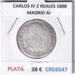 CRE6547 MONEDA ESPAÑA CARLOS IV 2 REALES 1808 MADRID AI PLATA