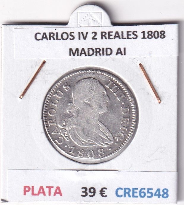 imagen-13-28798.jpg CRE6548 MONEDA ESPAÑA CARLOS IV 2 REALES 1808 MADRID AI PLATA - Imagen 1